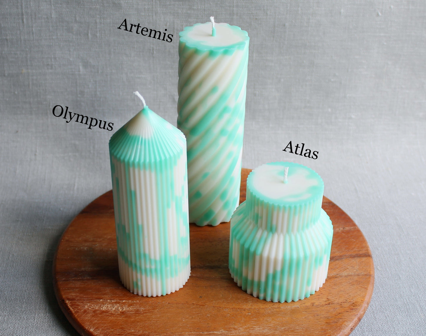 Figurljus med Mojitodoft i grönt och vitt