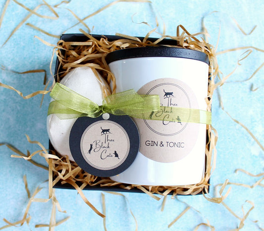 Presentset med Gin & Tonic-ljus och tygägg